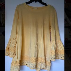 Yellow (with white speckled) long sleeve shirt
